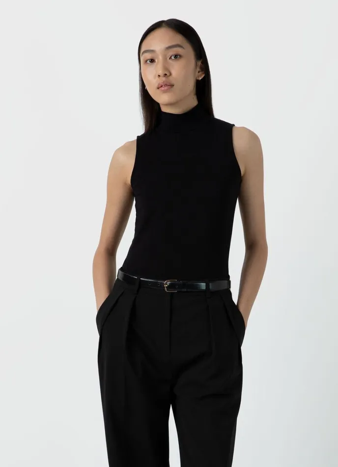 SUNSPEL Tshirts and Tops Sleeveless High Neck Top Black 8211 Women