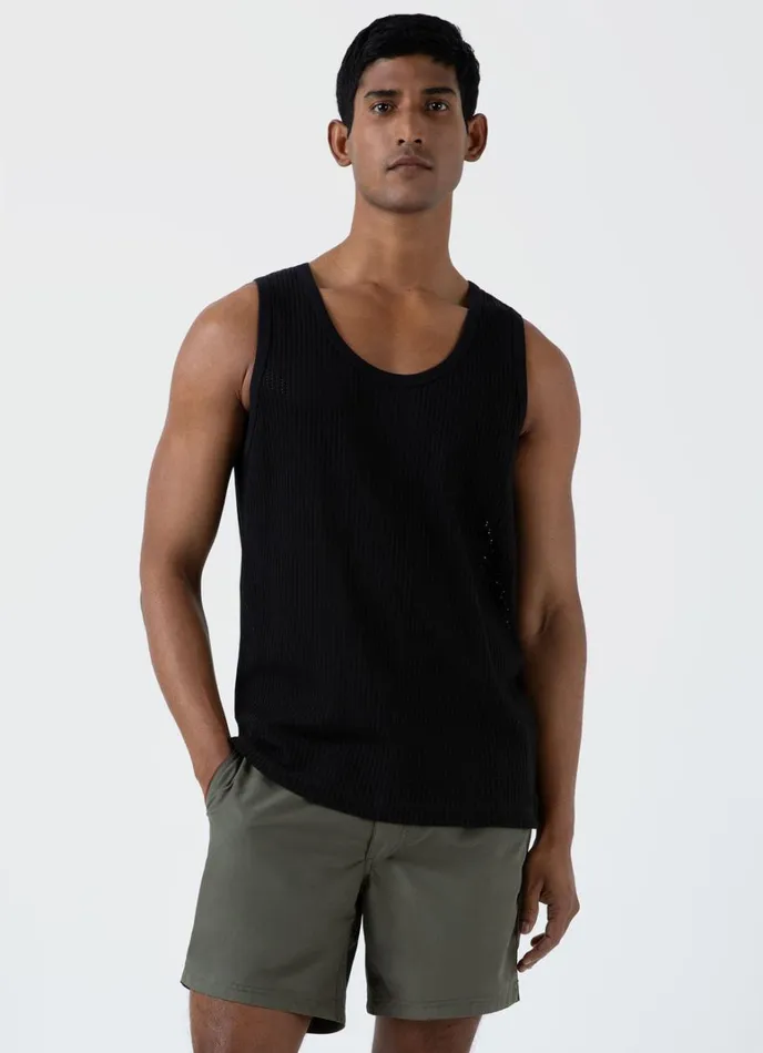 SUNSPEL Tshirts Linear Mesh Tank Top Black 8211 Men