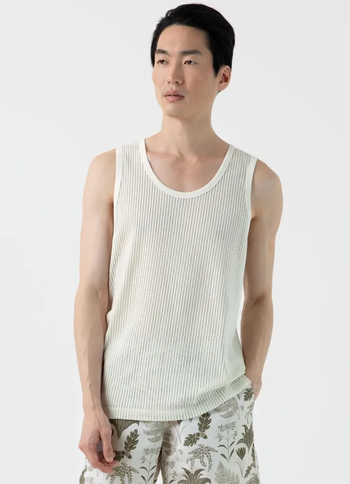 SUNSPEL Tshirts Linear Mesh Tank Top Ecru 8211 Men