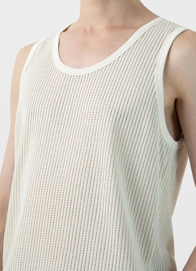 SUNSPEL Tshirts Linear Mesh Tank Top Ecru 8211 Men