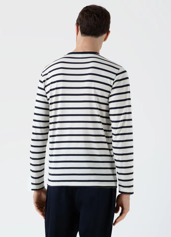 SUNSPEL Tshirts Long Sleeve Classic Tshirt Ecrunavy Breton Stripe 8211 Men