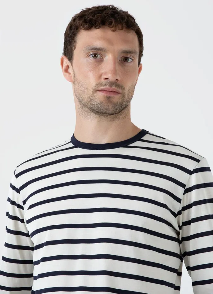 SUNSPEL Tshirts Long Sleeve Classic Tshirt Ecrunavy Breton Stripe 8211 Men