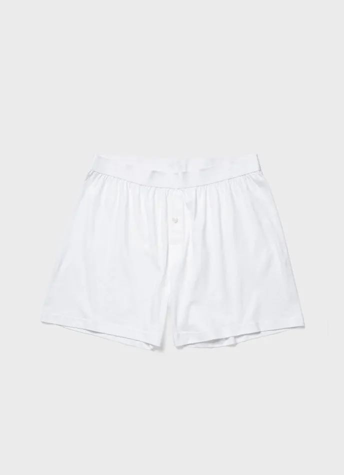 SUNSPEL Trunks and Shorts Sea Island Cotton OneButton Shorts White 8211 Men