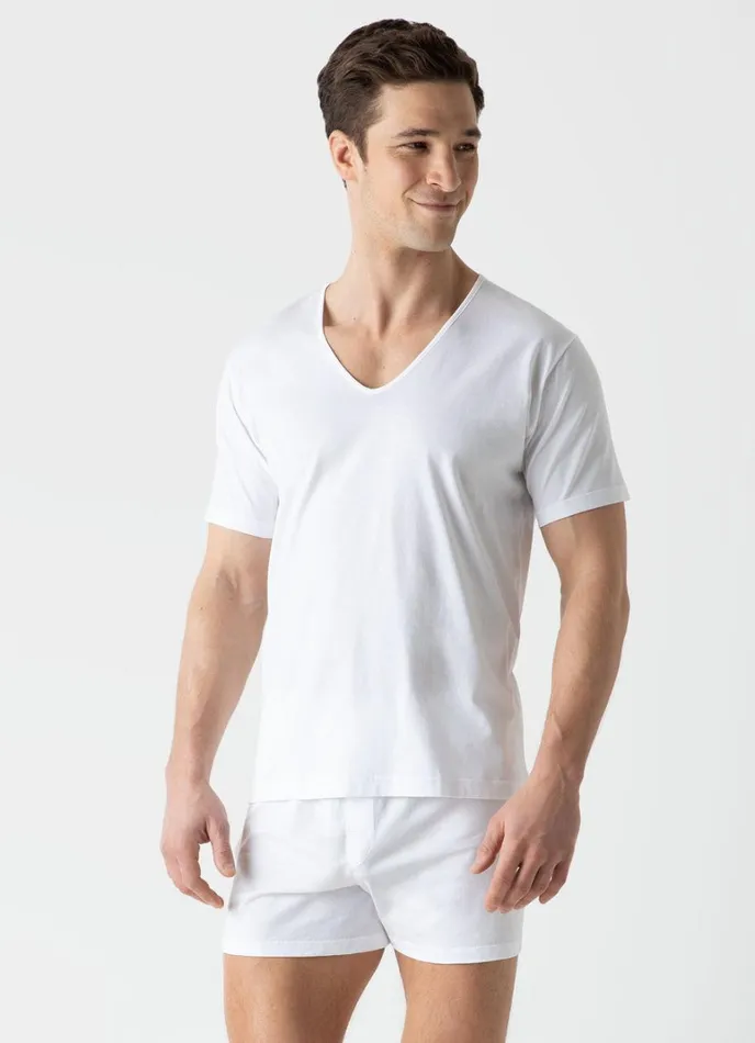 SUNSPEL Underwear Tops Superfine Cotton Underwear Vneck Tshirt White 8211 Men