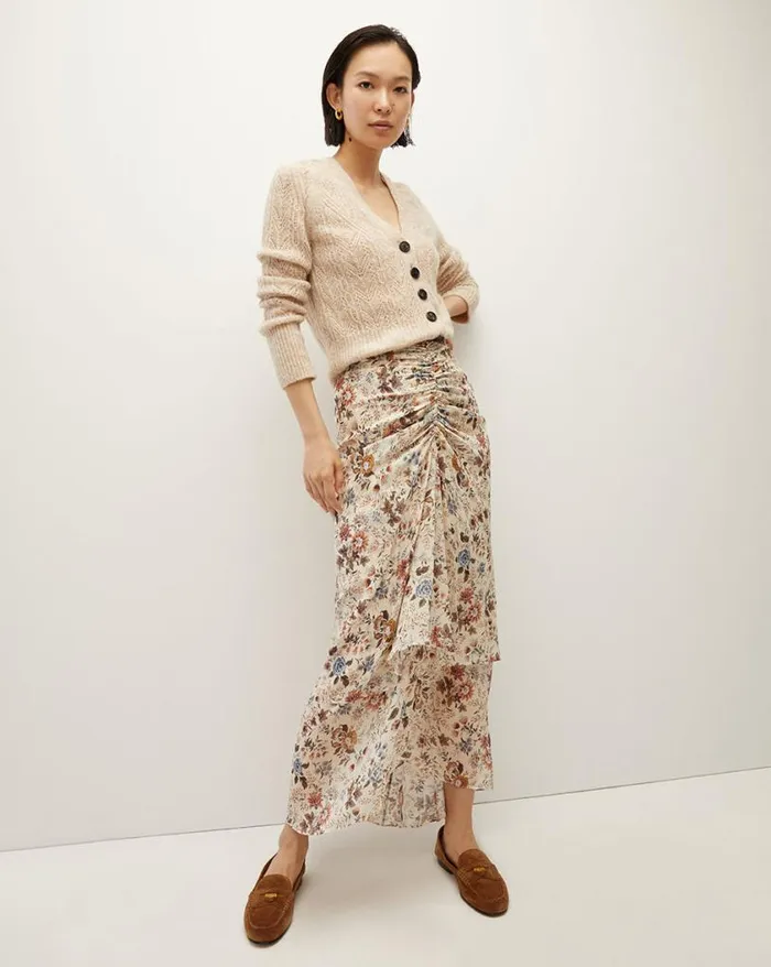 Sweaters Shop Veronica Beard Delent Knit Cardigan Heather Sand