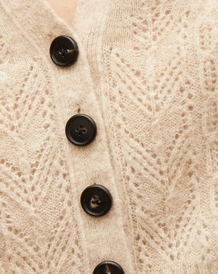 Sweaters Shop Veronica Beard Delent Knit Cardigan Heather Sand