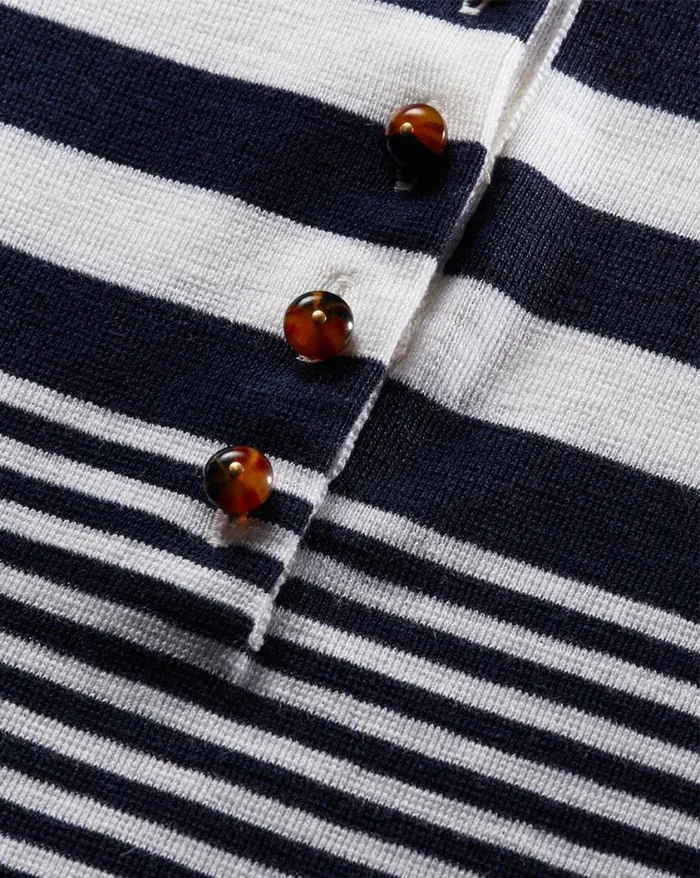 Sweaters Shop Veronica Beard Raj Striped Polo Top Ivorynavy