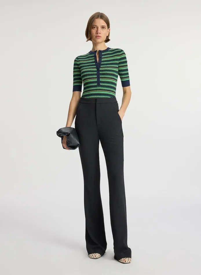 Sweaters Women ALC Fisher Fine Cotton Knit Top Navygreen Multi Sweaters Women ALC Fisher Fine Cotton Knit Top Navygreen Multi