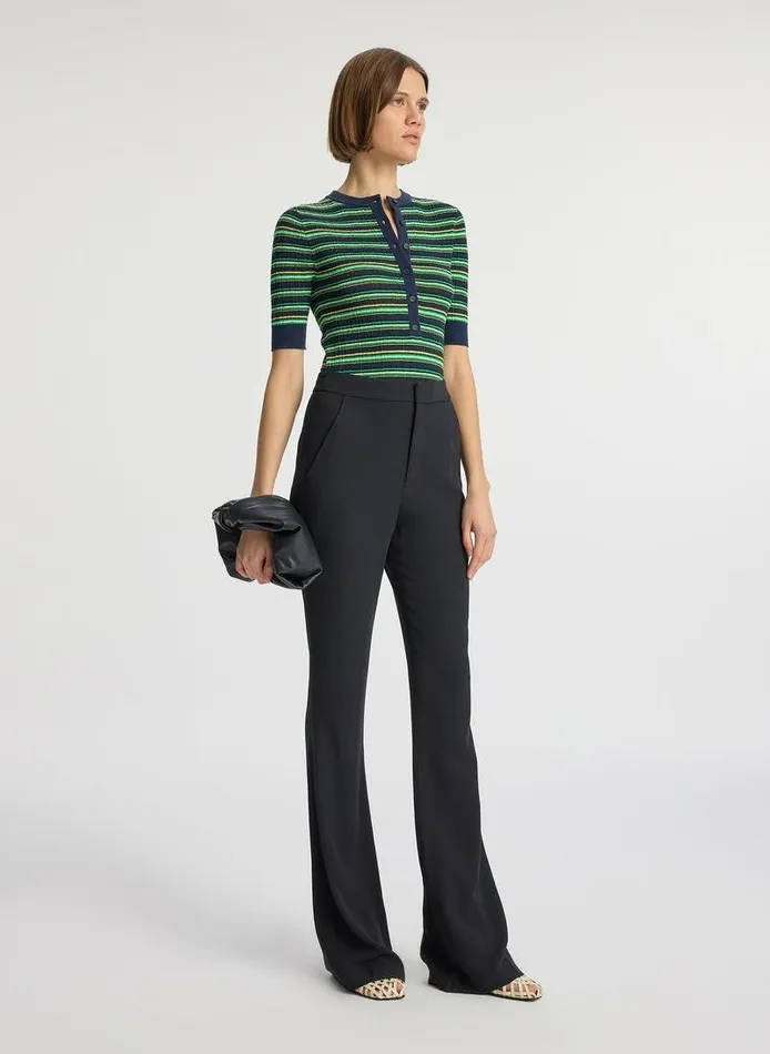 Sweaters Women ALC Fisher Fine Cotton Knit Top Navygreen Multi Sweaters Women ALC Fisher Fine Cotton Knit Top Navygreen Multi