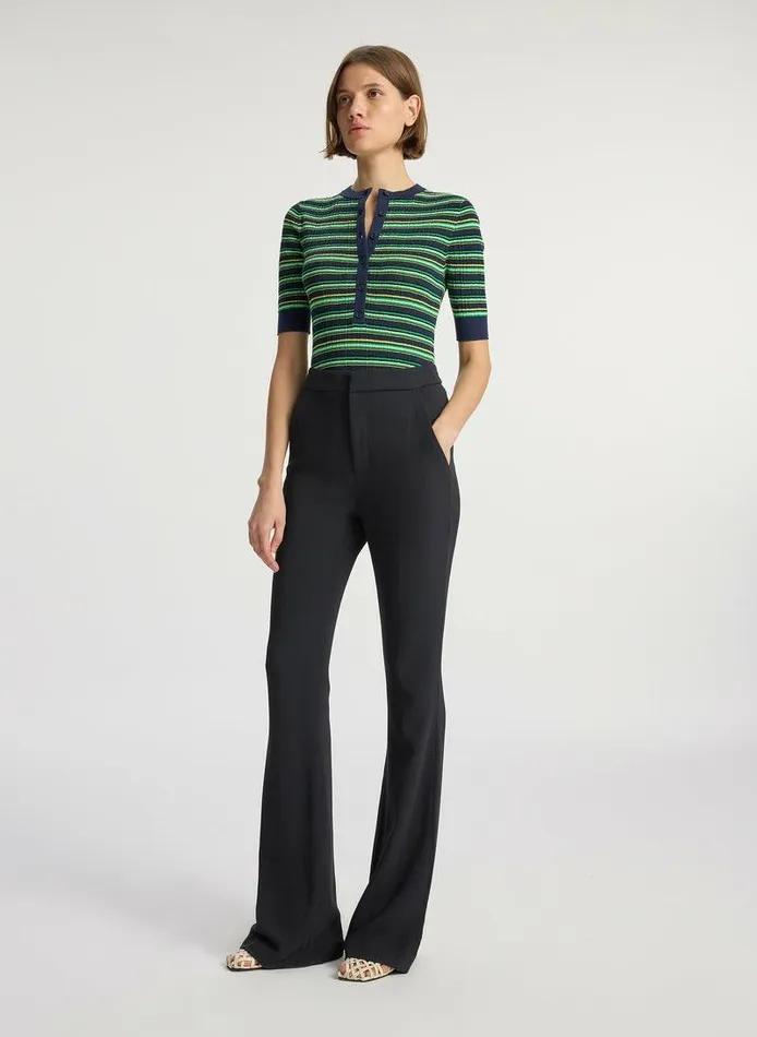 Sweaters Women ALC Fisher Fine Cotton Knit Top Navygreen Multi Sweaters Women ALC Fisher Fine Cotton Knit Top Navygreen Multi