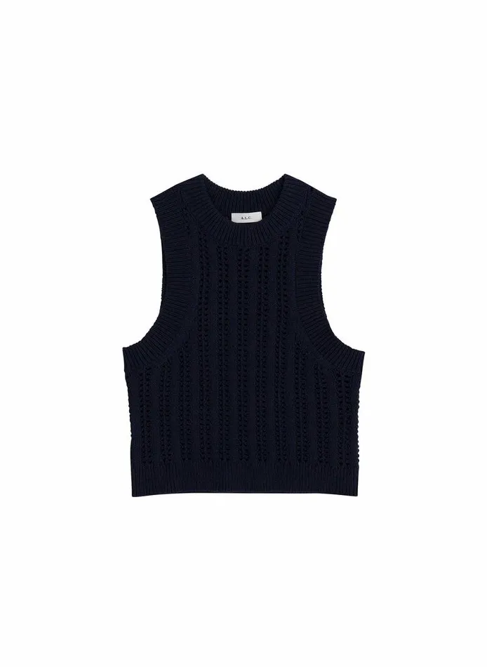 Sweaters Women ALC Jade Cropped Crochet Tank Navy Sweaters Women ALC Jade Cropped Crochet Tank Navy