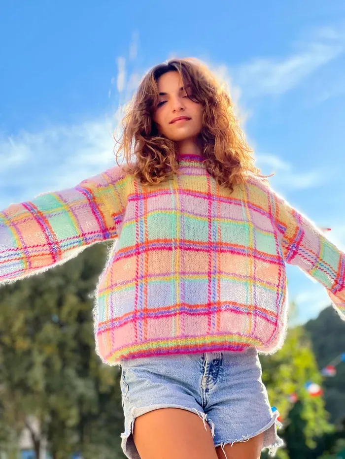 Sweaters Women Rose Carmine SWEATER TARTAN PASTELS