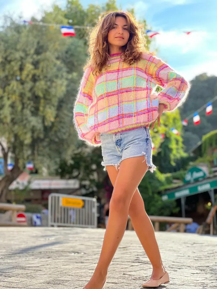 Sweaters Women Rose Carmine SWEATER TARTAN PASTELS