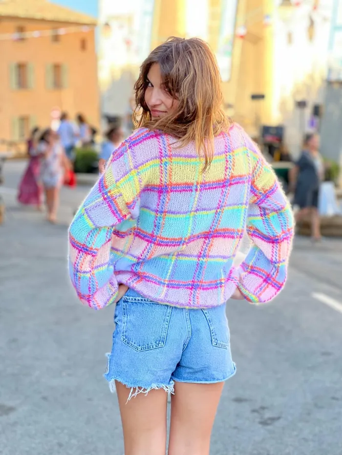 Sweaters Women Rose Carmine SWEATER TARTAN PASTELS