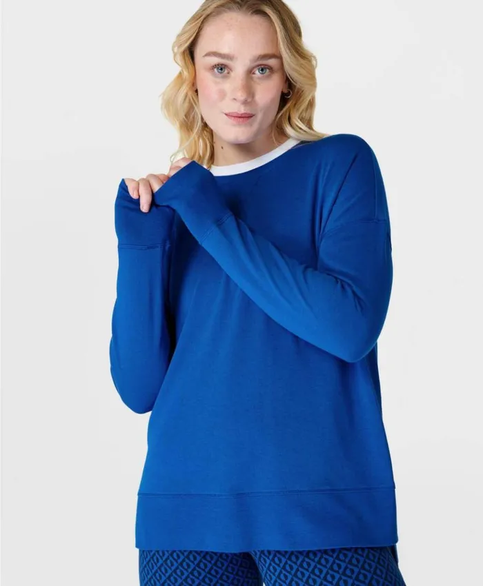 Sweaty Betty After Class Longline Sweatshirt Lightning Blue Clothing Sweatshirts Hoodies