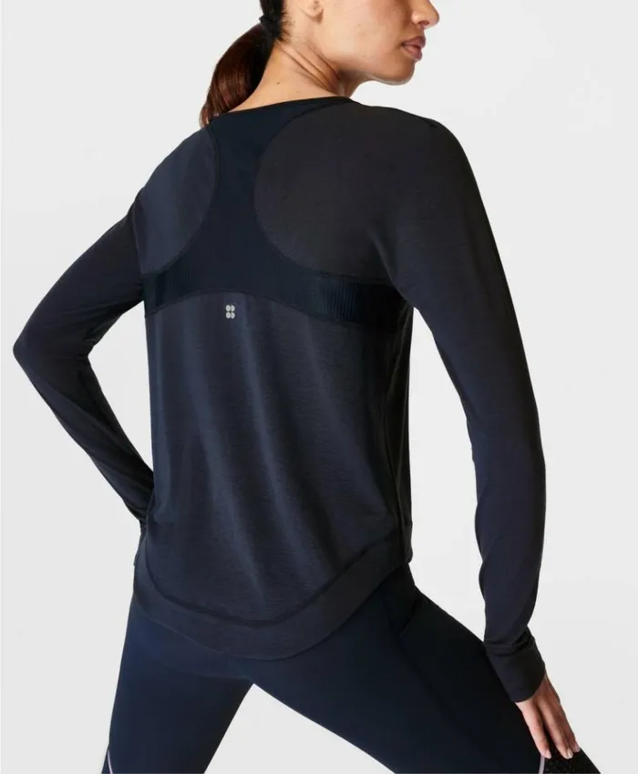 Sweaty Betty Breathe Easy Running Long Sleeve Top Navy Blue Clothing Long Sleeve Tops
