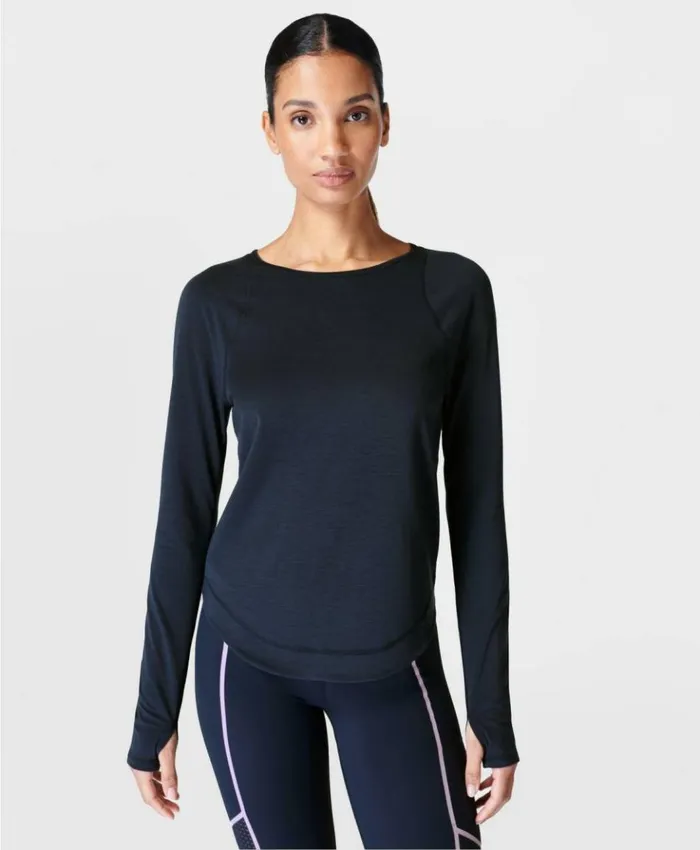Sweaty Betty Breathe Easy Running Long Sleeve Top Navy Blue Clothing Long Sleeve Tops