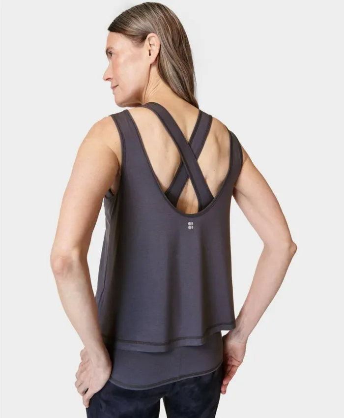 Sweaty Betty Double Up Tank Urban Grey Clothing Tank Tops