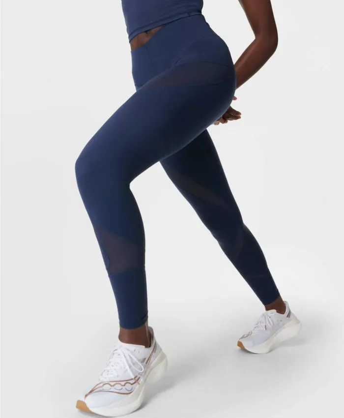 Sweaty Betty Power Illusion Mesh 78 Workout Leggings Navy Blue Clothing Full Length