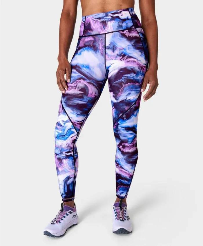 Sweaty Betty Power Pro Workout Leggings Blue Virtual Landscape Print Clothing Full Length