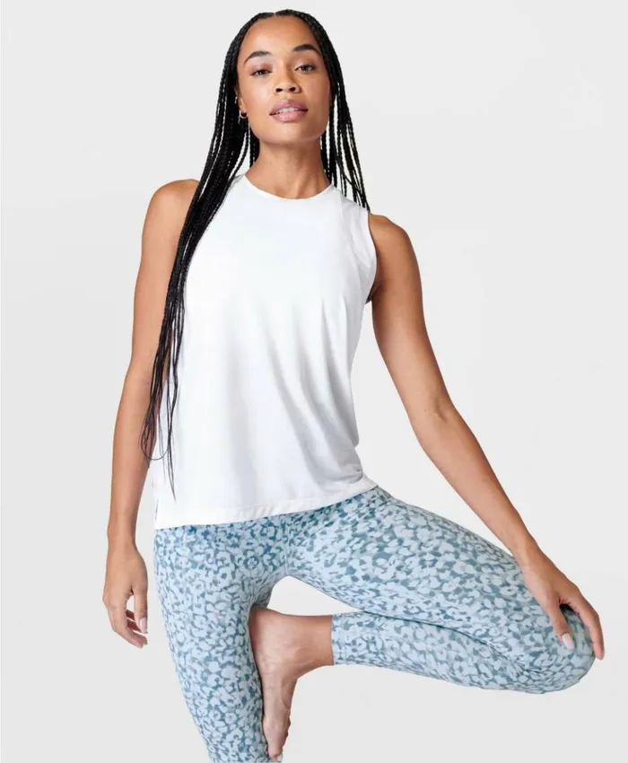 Sweaty Betty Soft Flow Studio Tank White Clothing Tank Tops
