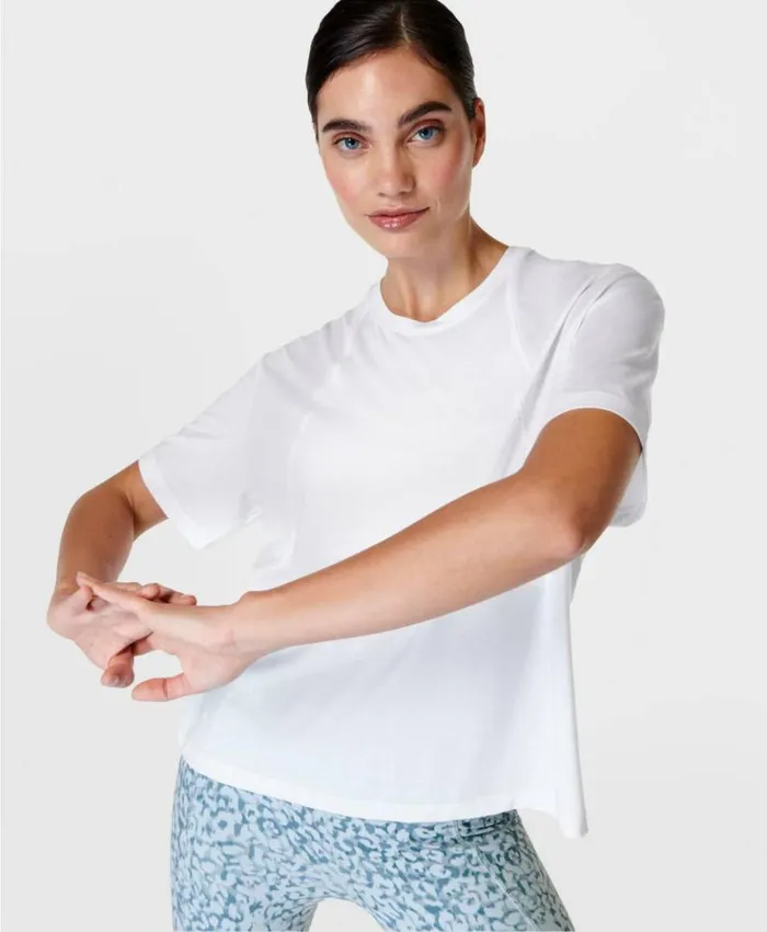 Sweaty Betty Soft Flow Studio Tee White Clothing TShirts