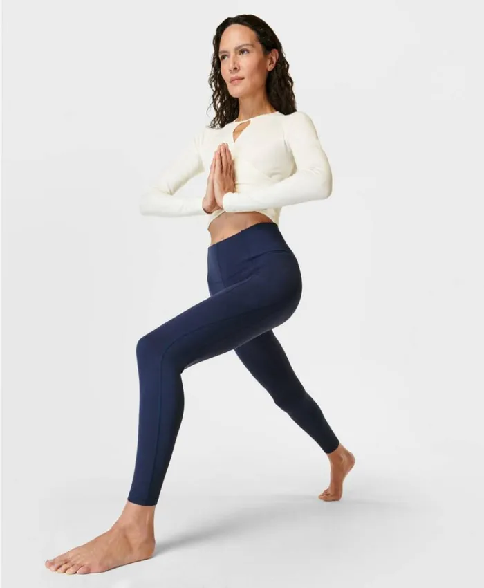 Sweaty Betty Super Soft Ribbed Yoga Leggings Navy Blue Clothing Full Length