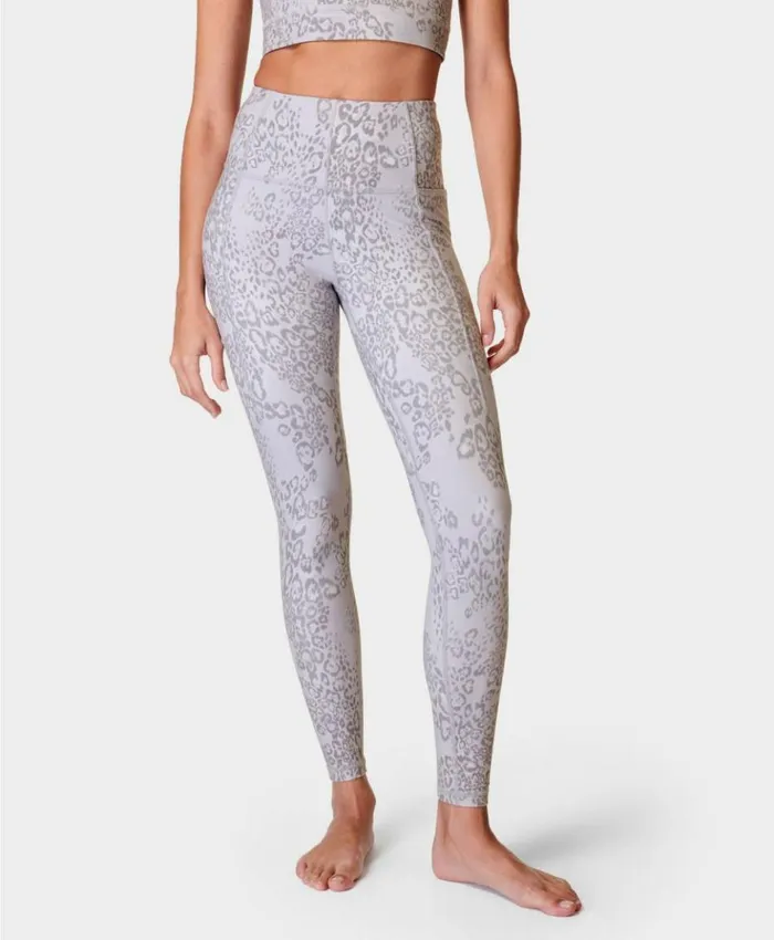 Sweaty Betty Super Soft Yoga Leggings Grey Smokey Leopard Print Clothing Yoga Pants