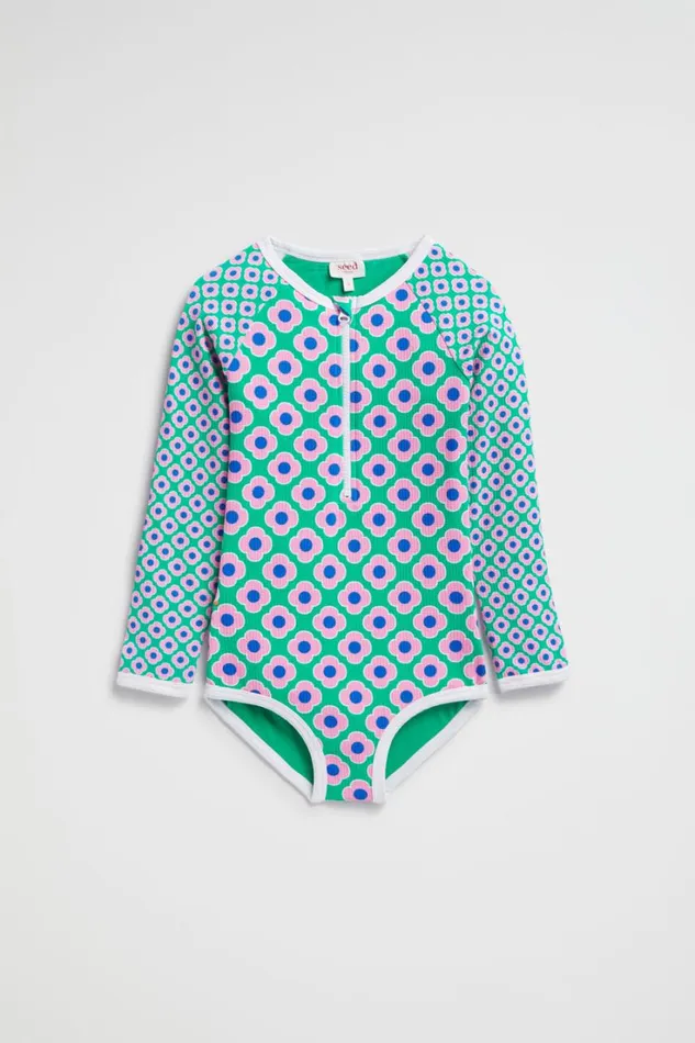 Swimwear Girl Seed Heritage Daisy Geo Rashsuit Jade Green