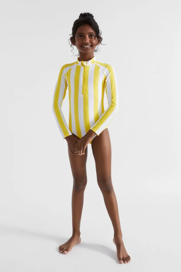 Swimwear Girl Seed Heritage Stripe Rashsuit Lemon Drop