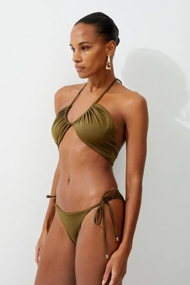 Swimwear Women Karen Millen Slinky Cheeky Bikini Bottoms Khaki