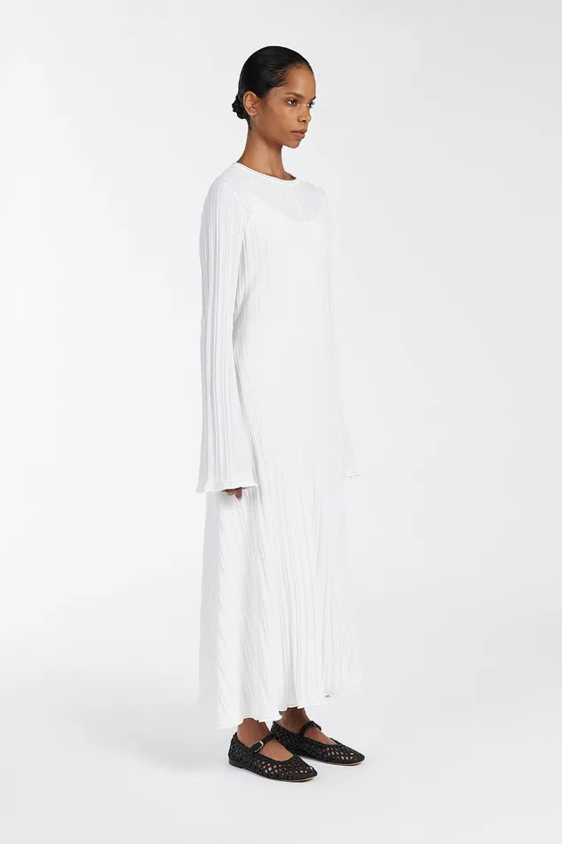 SYLVIA OFF WHITE KNIT MIDI DRESS Women DISSH Long Sleeve Dresses