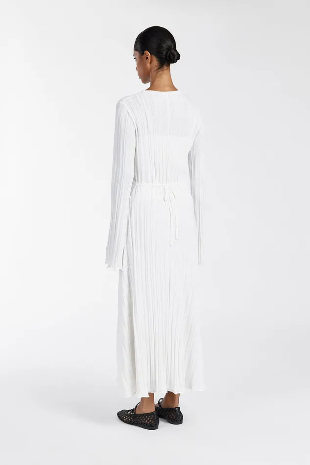 SYLVIA OFF WHITE KNIT MIDI DRESS Women DISSH Long Sleeve Dresses