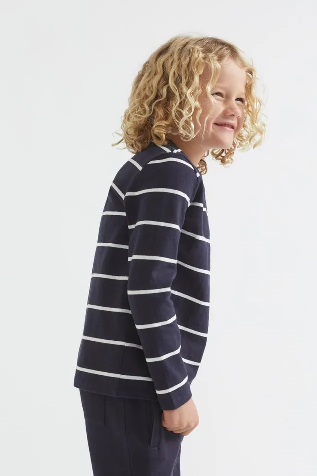 TShirts and Tops Boy Seed Heritage Core Logo Rugby Tee Midnight Blue Stripe