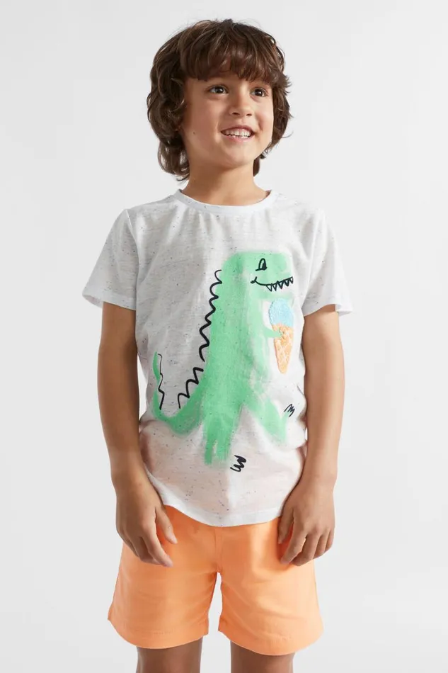TShirts and Tops Boy Seed Heritage Dino Tee Marine Speckle