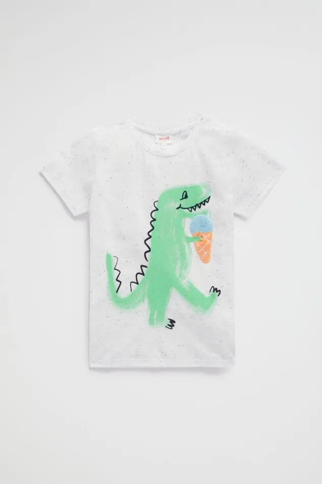 TShirts and Tops Boy Seed Heritage Dino Tee Marine Speckle