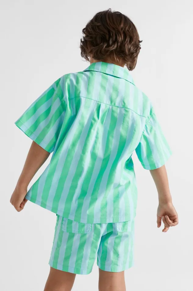 TShirts and Tops Boy Seed Heritage Stripe Camp Shirt Ocean Blue