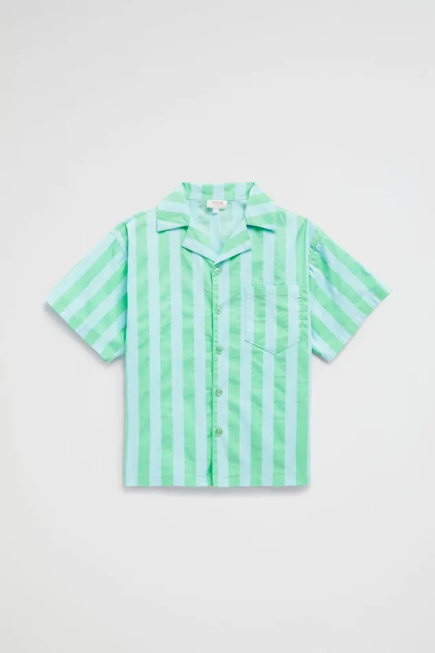 TShirts and Tops Boy Seed Heritage Stripe Camp Shirt Ocean Blue