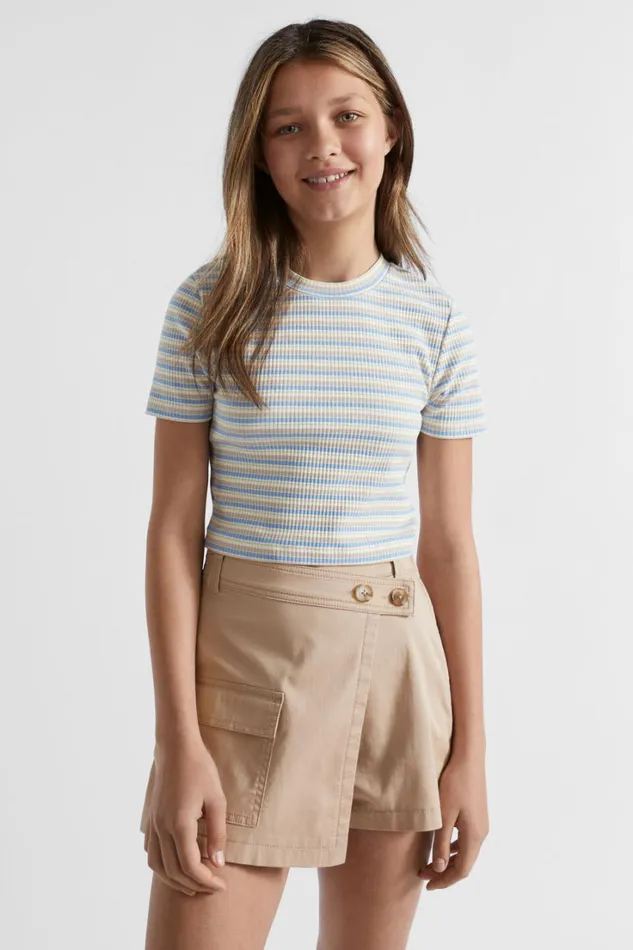 TShirts and Tops Teen Girl Seed Heritage Stripe Crop Rib Tee Multi