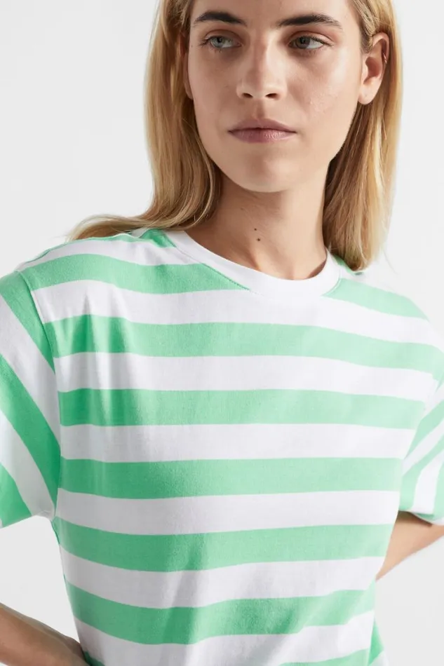TShirts and Tops Woman Seed Heritage Core Boyfriend Tee Key Lime Stripe