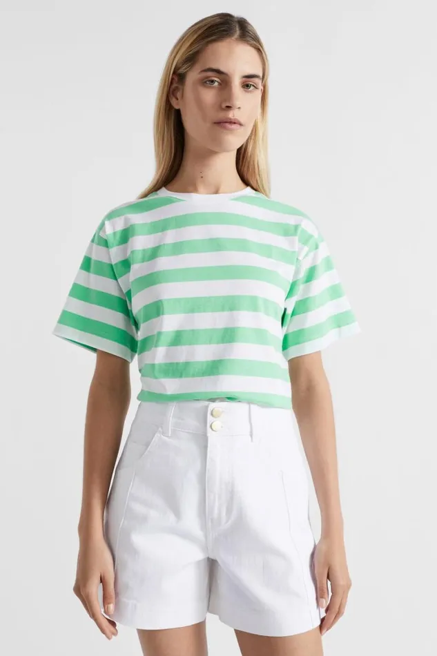 TShirts and Tops Woman Seed Heritage Core Boyfriend Tee Key Lime Stripe