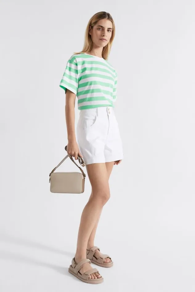 TShirts and Tops Woman Seed Heritage Core Boyfriend Tee Key Lime Stripe