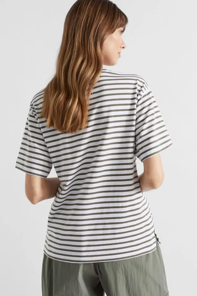 TShirts and Tops Woman Seed Heritage Core Boyfriend Tee Smokey Olive Stripe