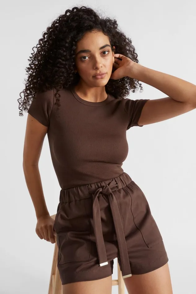 TShirts and Tops Woman Seed Heritage Core Rib Tee Deep Raisin