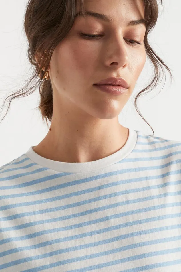 TShirts and Tops Woman Seed Heritage Stripe Batwing Tee Bluebell Stripe