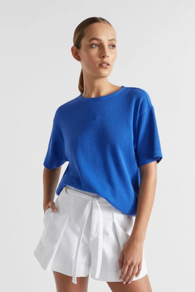 TShirts and Tops Woman Seed Heritage Waffle Logo Tee Deep Ocean