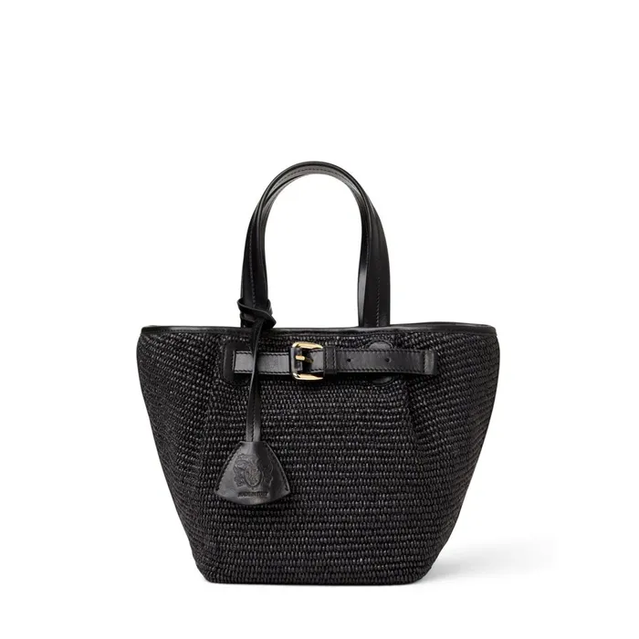 Tessa Mini Tote Black Raffia Women Bruno Magli Handbags