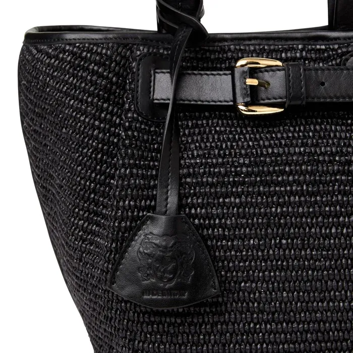 Tessa Mini Tote Black Raffia Women Bruno Magli Handbags
