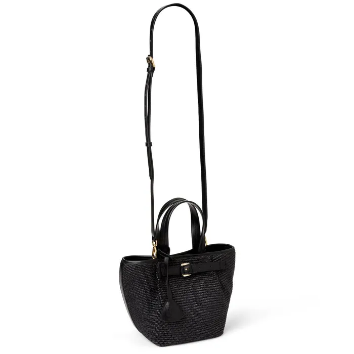 Tessa Mini Tote Black Raffia Women Bruno Magli Handbags