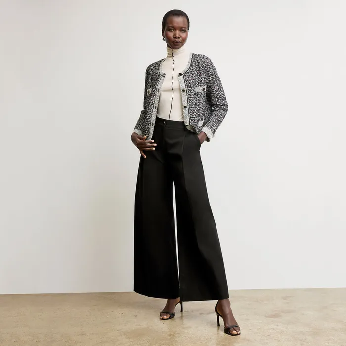 The Evangeline Lady Jardigan 8211 Boucle Tweed Jardigan BlackIvory Jackets M M LaFleur Women